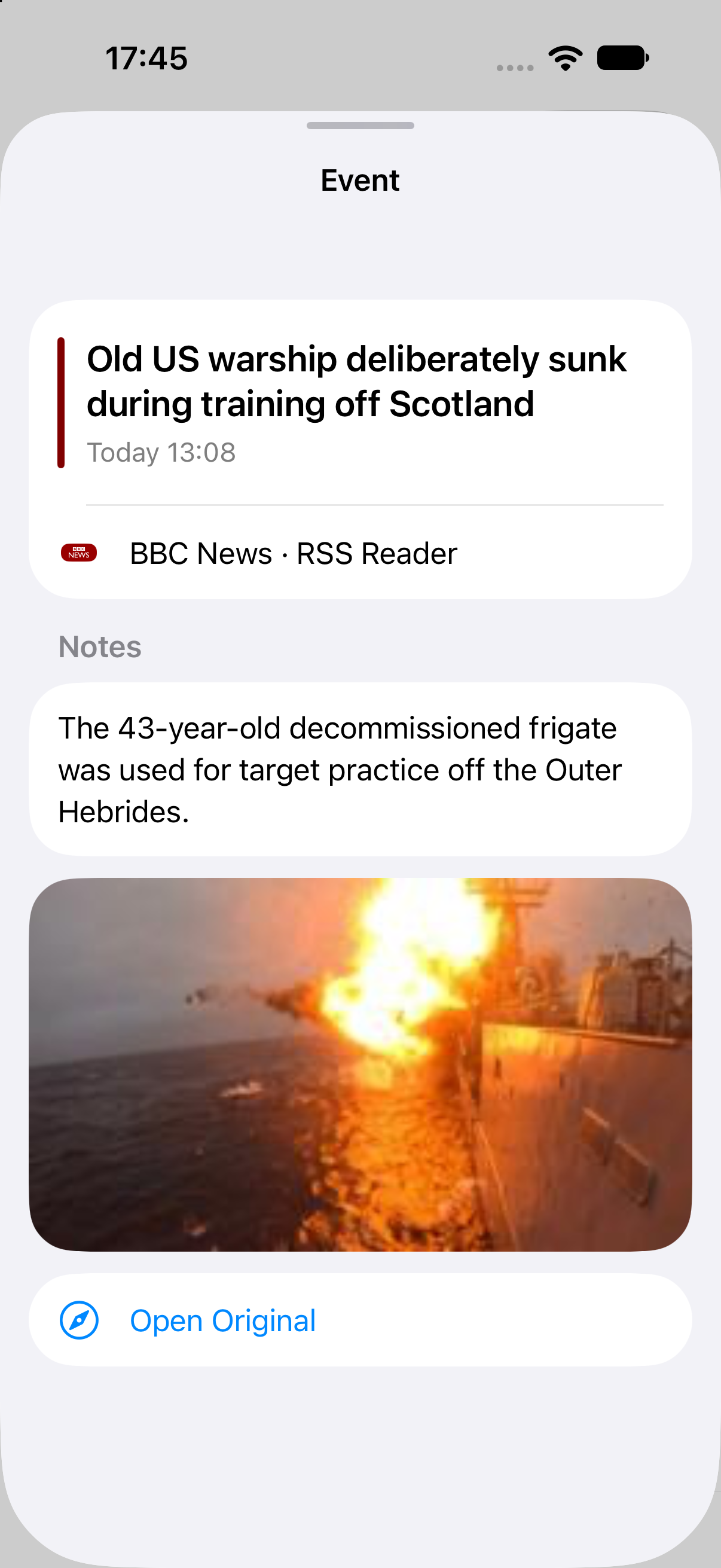 RSS article details on iPhone