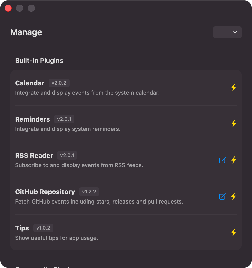 Plugin manager before the macOS 26 UI refresh